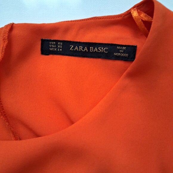 Zara Flowy Orange Blouse - Picture 3 of 6